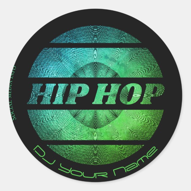Pegatina Redonda Hip hop DJ Business Card (Anverso)