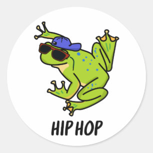 Pegatina Redonda Hip Hop Funny Hopping Frog Pun