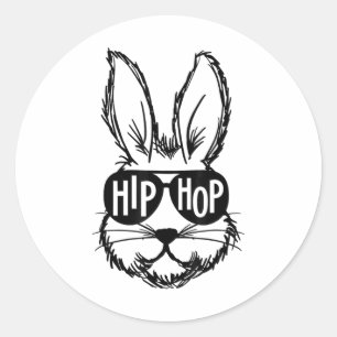 Pegatina Redonda Hip Hop Happy Easter Bungalow Face Con Sungles Men