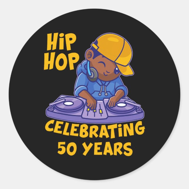 Pegatina Redonda Hip Hop Música 50 años Historia Negra Dj Da (Anverso)