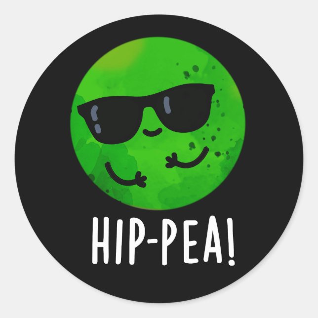 Pegatina Redonda Hip-pea Graciosa Hip Pea Pun Dark BG (Anverso)