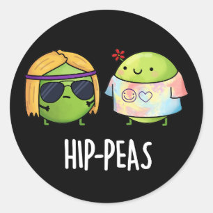Pegatina Redonda Hip-peas Graciosa Hippie Pun Dark BG