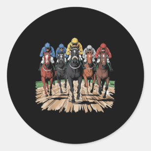 Pegatina Redonda Hípica Carreras Jockey Racer Derby Regalos Hombres