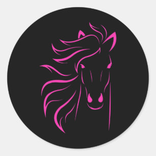Pegatina Redonda Hípica Regalos Mujeres Hombres Ecuestres Caballo