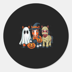 Pegatina Redonda Hípica retro Y Halloween Calabaza Hombres Ki