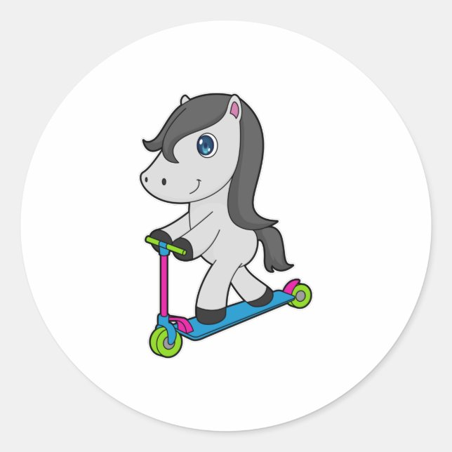 Pegatina Redonda Hípica Scooter (Anverso)