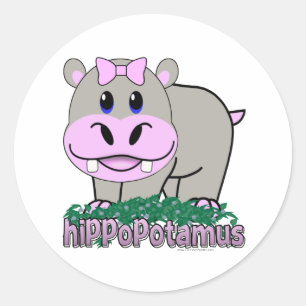 Pegatina Redonda Hipopótamo