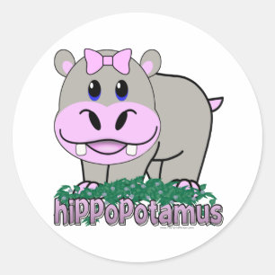Pegatina Redonda Hipopótamo