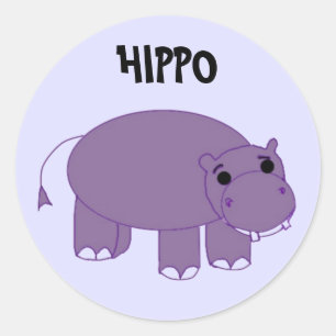 Pegatina Redonda Hipopótamo Púrpura