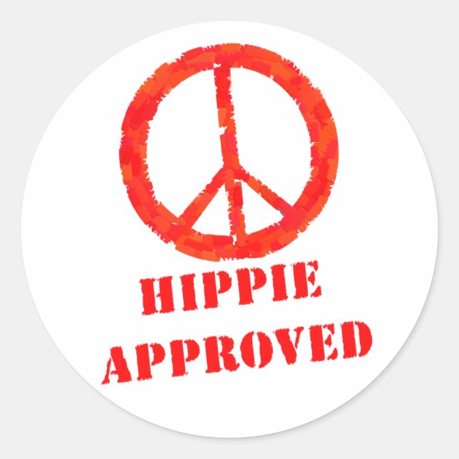 Pegatina Redonda Hippie aprobado (Anverso)