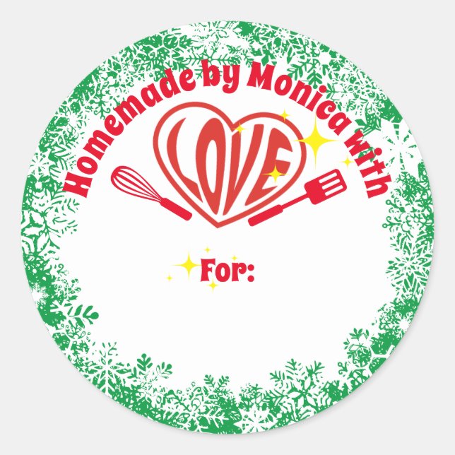 Pegatina Redonda Hippie corazón Navidades personalizados vacaciones (Anverso)