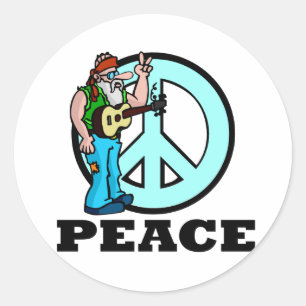 Pegatina Redonda Hippie de paz