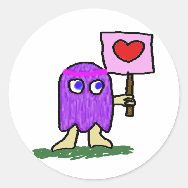 Pegatina Redonda Hippie Dippy Love (Anverso)