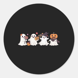 Pegatina Redonda Hippie Halloween Fantasma Lindo Boo Temporada Espe