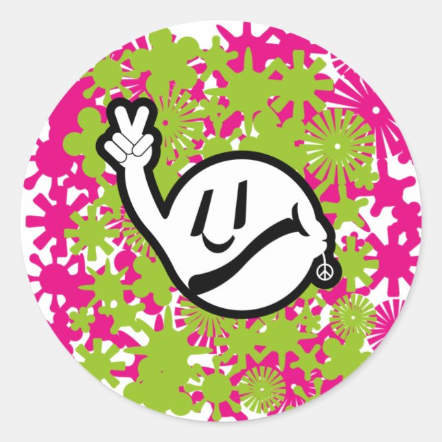 PEGATINA REDONDA HIPPIE ICON VERSION 2023 BY MASANSER PIXELAT (Anverso)