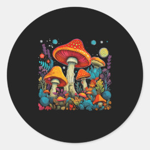 Pegatina Redonda Hippie Mushrooms Festival de Hongos Psicodélicos F