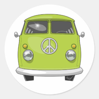 Pegatina Redonda Hippie Van 1960