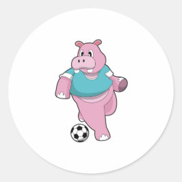 Pegatina Redonda Hippo as Soccer player with Soccer.PNG