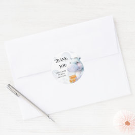Pegatina Redonda Hippo Baby Shower Favor