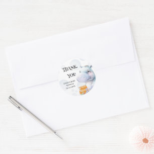 Pegatina Redonda Hippo Baby Shower Favor