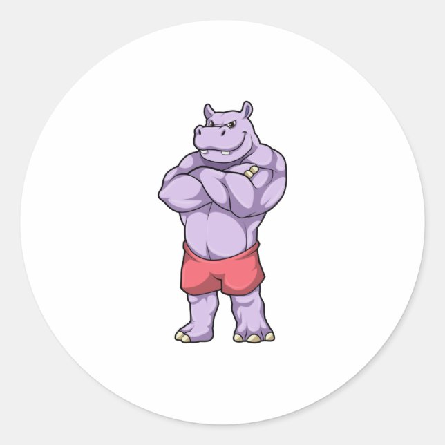 Pegatina Redonda Hippo como el caso de la construcción de cuerpos e (Anverso)