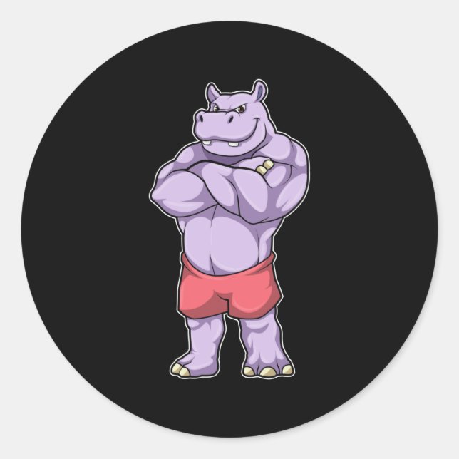 Pegatina Redonda Hippo como el caso de la construcción de cuerpos e (Anverso)