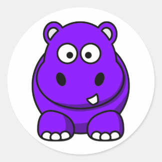 Pegatina Redonda Hippo Purple