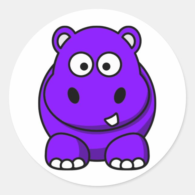 Pegatina Redonda Hippo Purple (Anverso)
