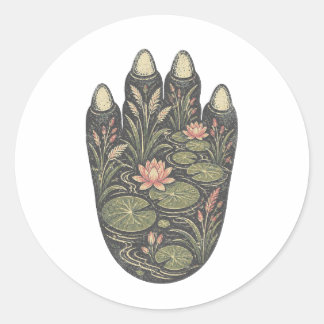 Pegatina Redonda Hippopotamus Botanical Footprint Nature Sticker