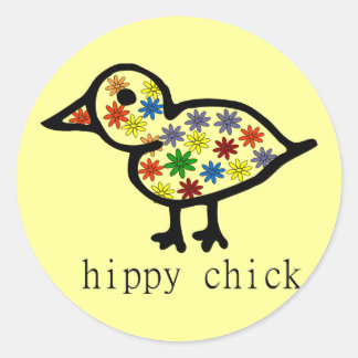 Pegatina Redonda Hippy Chick