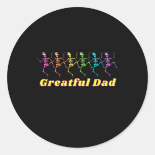 Pegatina Redonda Hippy Dad Viste Esqueletos De Baile De Papá Agrade