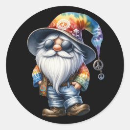 Pegatina Redonda Hippy Gnome