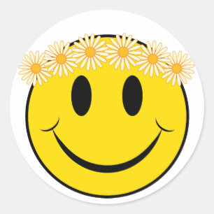 Pegatina Redonda Hippy Happy Face