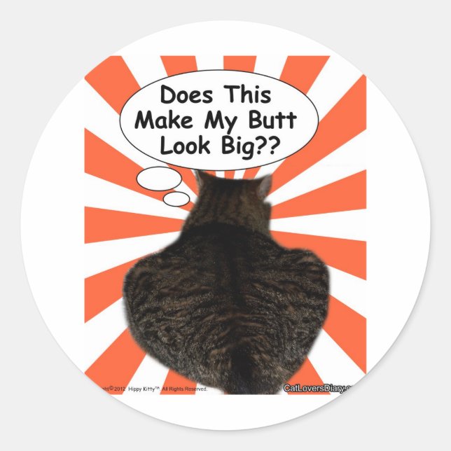 Pegatina Redonda Hippy Kitty, ¿¿¿Esto Hace Que Mi Cabeza Se Vea Gra (Anverso)