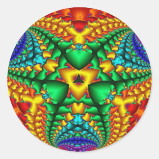 Pegatina Redonda Hippy Rainbow Psychedell Fractal