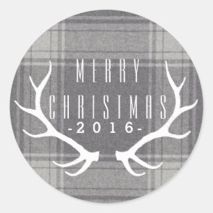 Pegatina Redonda Hipster Antlers   NAVIDADES