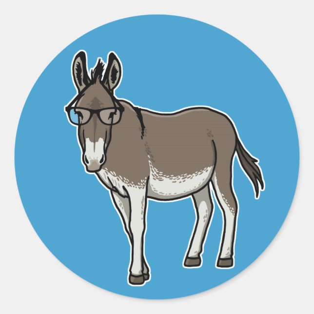 Pegatina Redonda Hipster Donkey (Anverso)