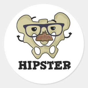 Pegatina Redonda Hipster Funny Hip Bone Anatomía Pun