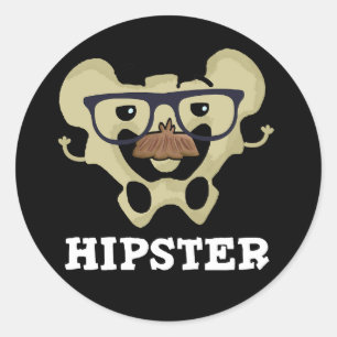 Pegatina Redonda Hipster Gracioso Hip Bone Anatomía Pun Dark BG