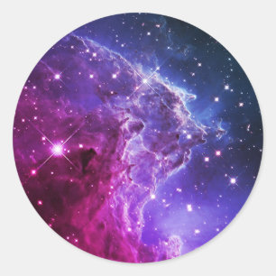 Pegatina Redonda Hipster Nebulosa de la Cabeza de Mono con Efecto O