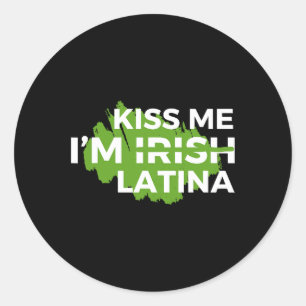 Pegatina Redonda Hispano gracioso St. Patrick's Day me besa soy irl