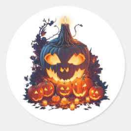 Pegatina Redonda Historia de Halloween Pumpkin Scary