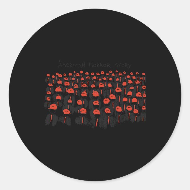 Pegatina Redonda Historia de horror de la bandera norteamericana de (Anverso)