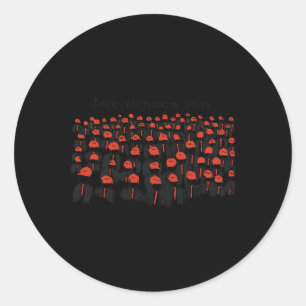 Pegatina Redonda Historia de horror de la bandera norteamericana de