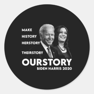 Pegatina Redonda Historia Kamala Harris Y Joe Biden 2020
