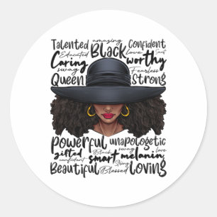 Pegatina Redonda Historia negra africana damas afroamericanas junio