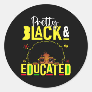 Pegatina Redonda Historia negra afroamericana educada y negra