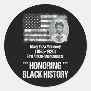 Pegatina Redonda Historia negra con una primera enfermera afroameri