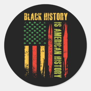 Pegatina Redonda Historia Negra Historia Americana Bandera De EE. U