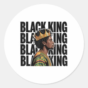 Pegatina Redonda Historia negra Hombre negro Rey papá Afro Melanin